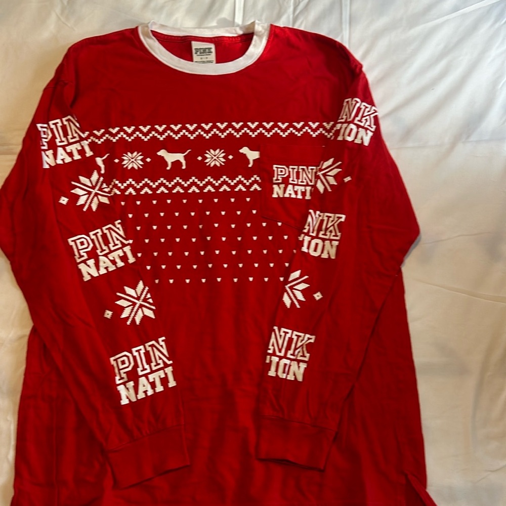 PINK Victoria's Secret Red Long Sleeve Tee